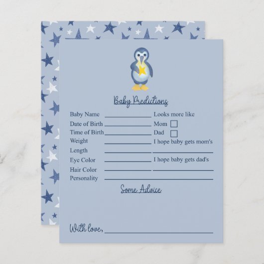 Voorspellingen en adviezen van het Baby shower Win (Voorkant / Achterkant)