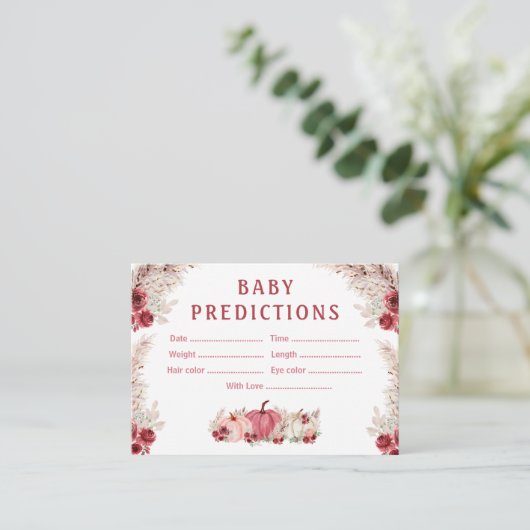 Voorspellingen Herfst Pompoen Baby shower Game Kaa Informatiekaartje (Staand voorkant)
