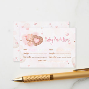 Voorspellingen Pink Sweetheart Baby shower Game Informatiekaartje
