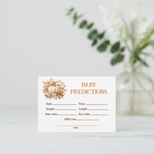 Voorspellingen Pumpkin Baby shower Game Informatiekaartje (Staand voorkant)
