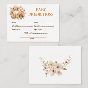 Voorspellingen Pumpkin Baby shower Game Informatiekaartje