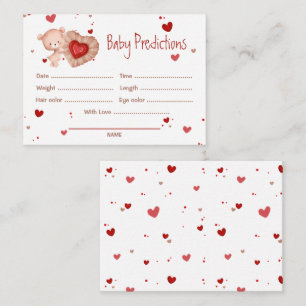 Voorspellingen Red Sweetheart Baby shower Game Informatiekaartje