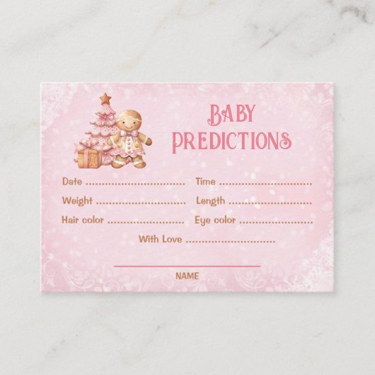 Voorspellingen Roze Kerst Baby shower Game Informatiekaartje (Voorkant)