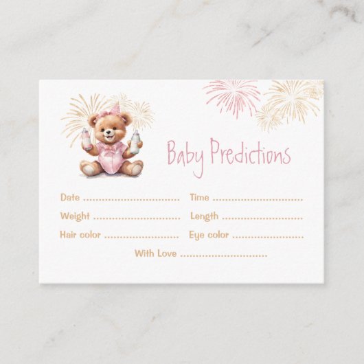 Voorspellingen Roze Nieuwjaar Meisje Baby shower G Informatiekaartje (Voorkant)
