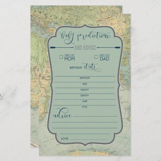 Voorspellingen van de Baby van het Baby shower van (Voorkant / Achterkant)