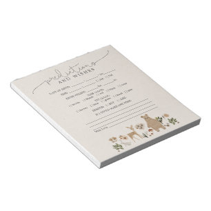 Voorspellingen Wensen Baby shower Spel Boho Woodla Notitieblok