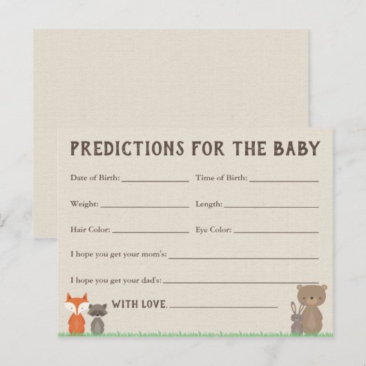 Voorspellingenkaarten voor Woodland-baby voor baby Uitnodiging Briefkaart (Voorkant / Achterkant)