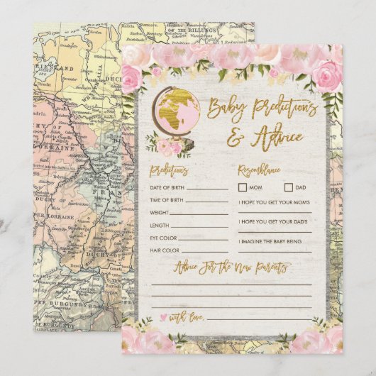 Voorspellings- en advieskaart voor Baby shower op  Kaart (Voorkant / Achterkant)