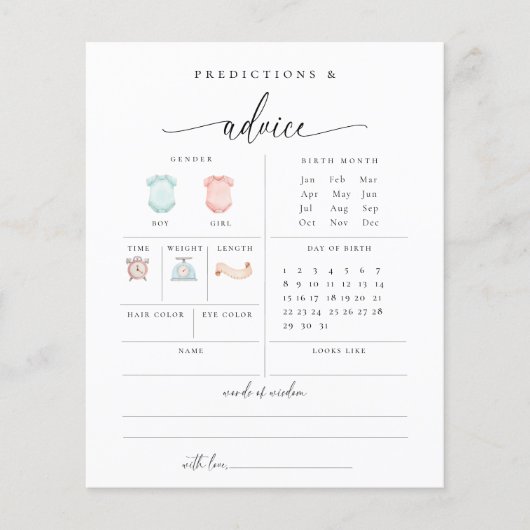 Voorspellingsadvies Baby shower game Kaart (Voorkant)