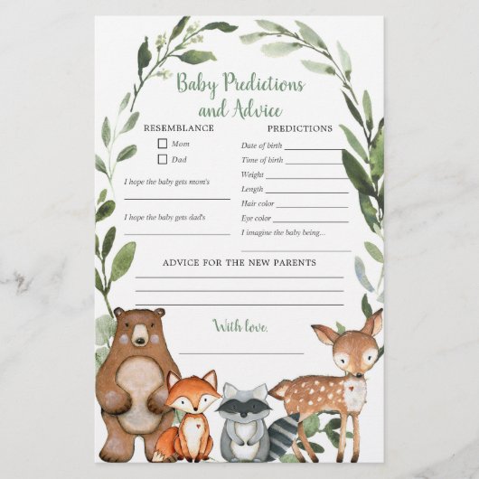 Voorspellingsadvies voor bosvrienden baby (Voorkant)