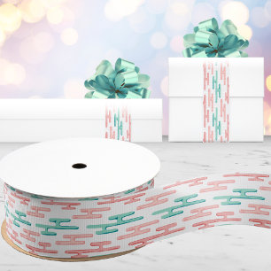 Voorspoedige wolkenbanden in turquoise en flamingo grosgrain lint