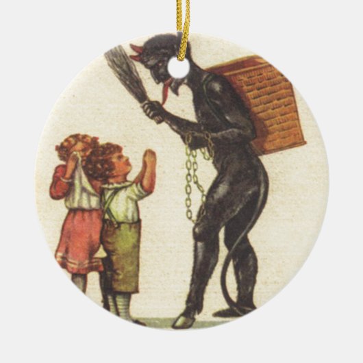 Voorsprong met Krampus Keramisch Ornament (Voorkant)