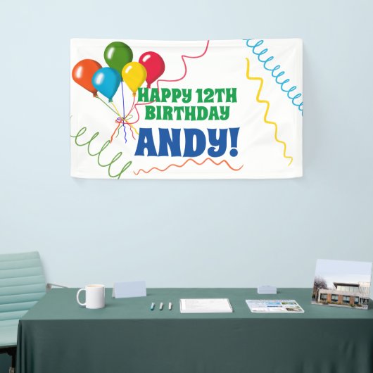 Voorste 'Happy Birthday' met ballonnen Spandoek (Beurs)