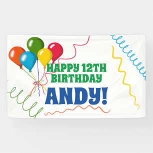 Voorste 'Happy Birthday' met ballonnen Spandoek