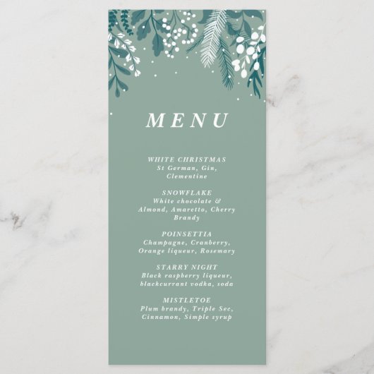 Voorste kerstcocktail met eucalyptus, menu (Voorkant)