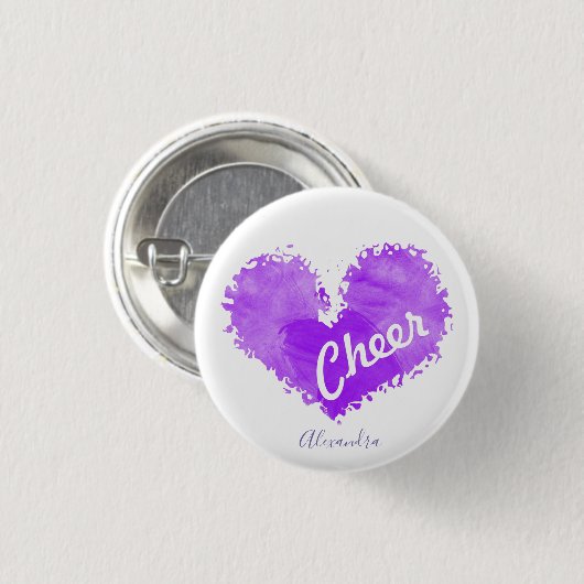 Voorste paarse hartknop ronde button 3,2 cm (Voorkant /achterkant)