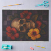 Voorste schedel en Hibiscus Decoupage Papier (Craft)