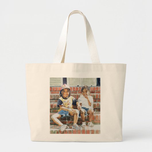 Voorste stap 2002 grote tote bag (Voorkant)