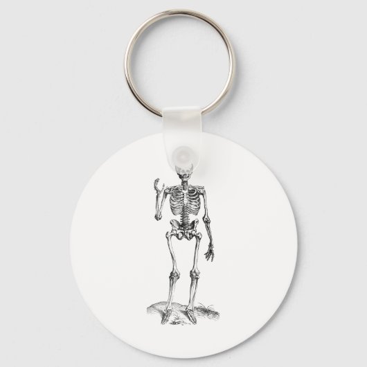 Voorste tekening van een golvend skelet sleutelhanger (Voorkant)