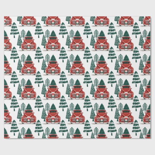 Voorste Uitzicht  Red Truck Cadeaupapier (Vlak)