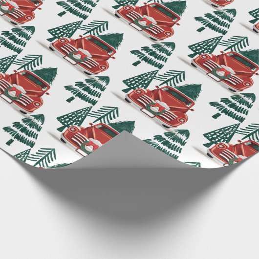 Voorste Uitzicht  Red Truck Cadeaupapier (Hoek)