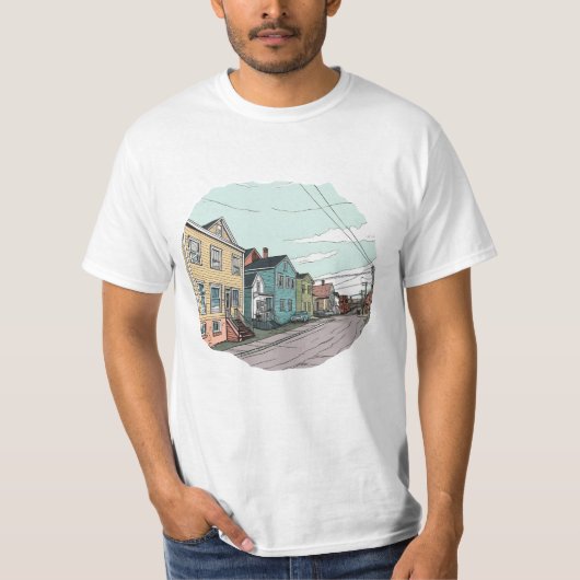 VOORSTEDELIJKE BUURT GEORGE STREET NEWFOUNDLAND T-SHIRT (Voorkant)