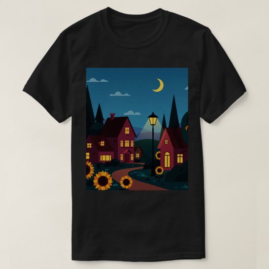 Voorstedelijke buurt 's nachts t-shirt (Design voorkant)