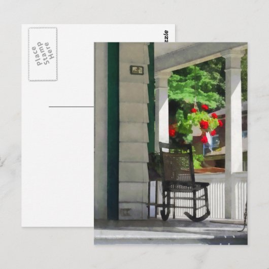 voorsteden - Porch met Rocking Stoel en Geraniums Briefkaart (Voorkant / Achterkant)