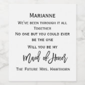 Voorstel aan het Maid of Honor Wine Label Wijn Etiket (Enkel label)