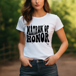 Voorstel Gift Retro Matron van Honor Bridal Party T-shirt<br><div class="desc">Cadeau je ereheer met een geschenk dat haar speciale rol in uw bruiloft viert met ons voorstel Gift Retro Matron of Honor Bridal Party T-Shirt. Dit retro-geïnspireerde bruidsmeisje shirt is perfect voor het vastleggen van de groovy, boho vibe van uw bruiloft, waardoor het een opvallend stuk in de kleding van...</div>
