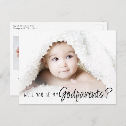 voorstel-Godparent | Eenvoudig klassiek script 2 F Briefkaart (Voorkant / Achterkant)