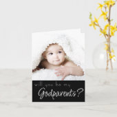 voorstel-Godparent | Navy Blue Multi Photo Kaart (Gele Bloem)