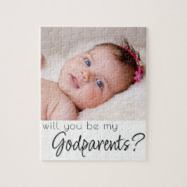 voorstel-Godparent | Zwart script op witte foto Legpuzzel