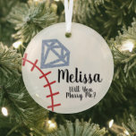 Voorstel Ornament - Wil je me met honkbal trouwen?<br><div class="desc">kerstversiering voor voorstel met mij</div>