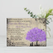 Voorstel Paarse Tree Vintage bruiloft uitnodiging. Kaart (Staand voorkant)