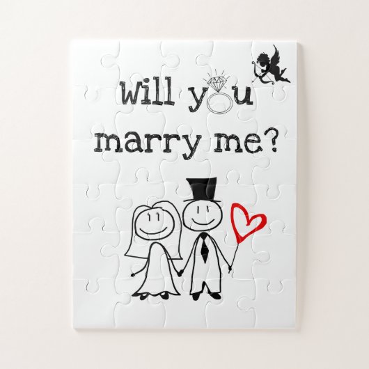 Voorstel Puzzle met "Wil je met me trouwen?" tekst Legpuzzel (Verticaal)
