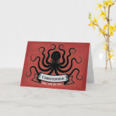 Voorstel van de Bridesman Wedding Party Octopus Kaart (Gele Bloem)