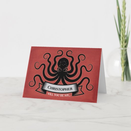 Voorstel van de Bridesman Wedding Party Octopus Kaart (Voorkant)