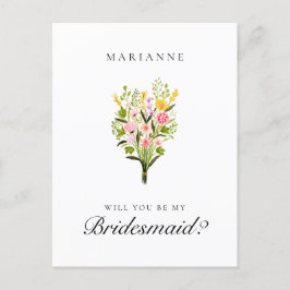 Voorstel van Elegant Floral Bridesmaid Briefkaart