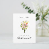Voorstel van Elegant Floral Bridesmaid Briefkaart (Staand voorkant)