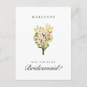 Voorstel van Elegant Floral Bridesmaid Briefkaart (Voorkant)