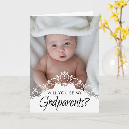 Voorstel van Elegant Photo Godouders Kaart (Gele Bloem)