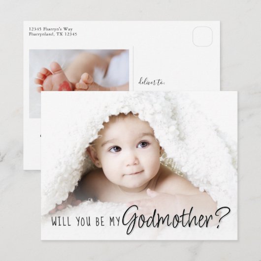 voorstel van Godmoeder | Eenvoudig klassiek script Briefkaart (Voorkant / Achterkant)