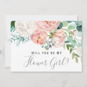 Voorstel van Romantic Peonies Bloemenmeisje Kaart (Voorkant)