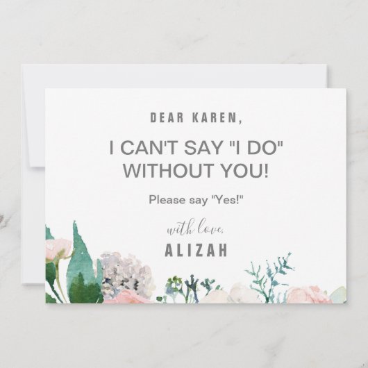 Voorstel van Romantic Peonies Bloemenmeisje Kaart (Achterkant)