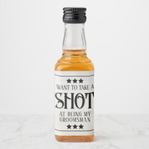 Voorstel voor bruidsjonkers: neem een shot likeurfles etiket