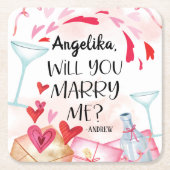 Voorstel voor huwelijk | Wil je me trouwen? Aangep Kartonnen Onderzetters (Voorkant)