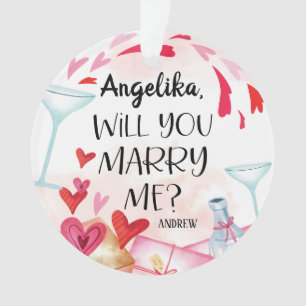 Voorstel voor huwelijk Wil je me trouwen? Aangep Ornament