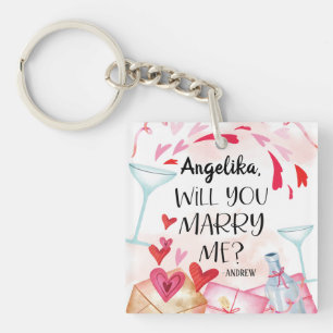 Voorstel voor huwelijk Wil je me trouwen? Aangep Sleutelhanger