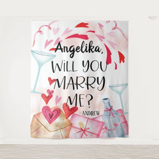 Voorstel voor huwelijk | Wil je me trouwen? Aangep Wandkleed (Voorkant)